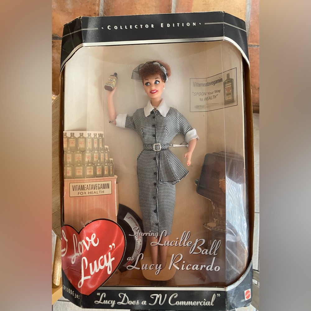 Lucille Ball Barbie Doll in Black and White Houndstooth Outfit